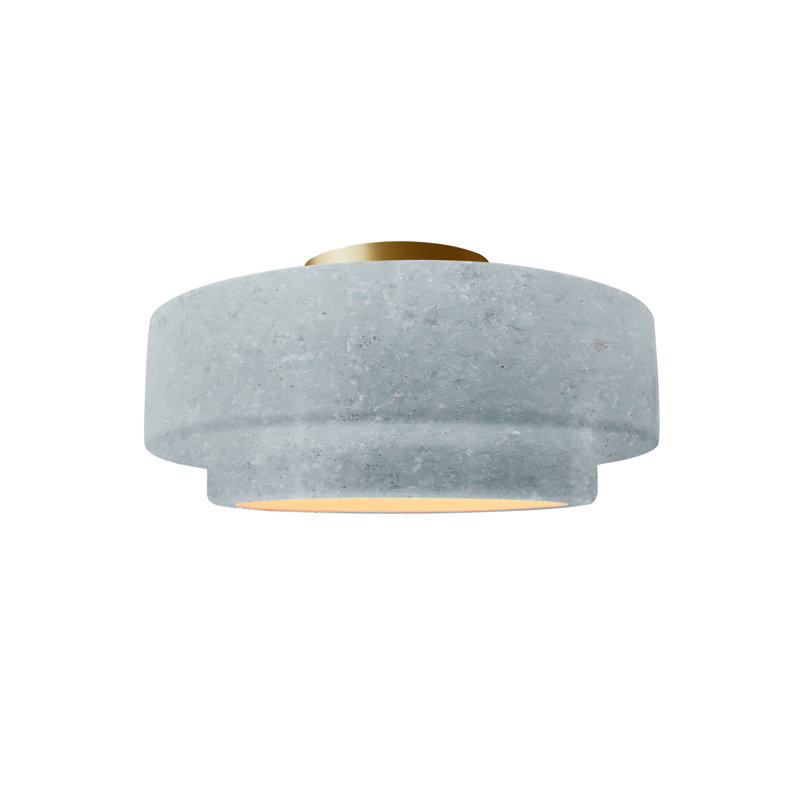 Dottie Ceramic LED Semi Flush Mount, Brushed Brass, Concrete, 7" H x 12" W x 12" D