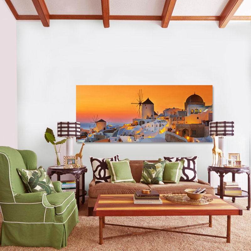 Santorini Sunset Print, Aluminum