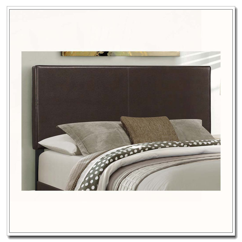 Lit plateforme tapissier en similicuir, Brun, Grand