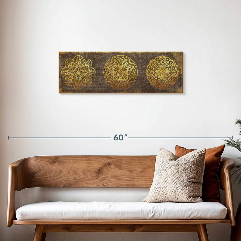 Impression sur toile Golden Mandalas, H 36 po x l 12 po x P 1,25 po