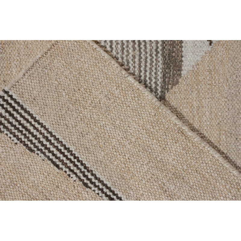 Scandinavian Handmade Kilim Wool Geometric Area Rug, Runner 2'6" x 10'