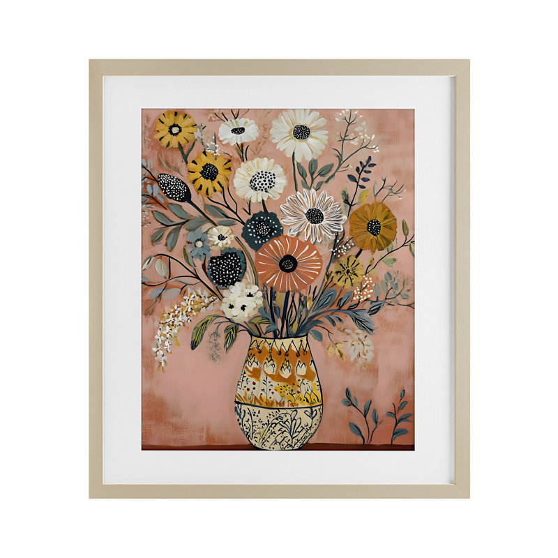 Reproduction encadrée sous verre Boho, Cadre de récolte en pin, H 16 po x l 13 po