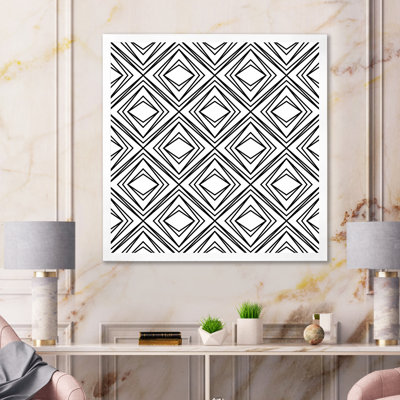Diamant losange noir et blanc géométrique - impression sur toile