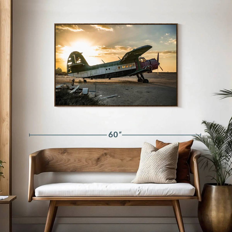 Abandonné ancien avion, Cadre flottant noyer, 43 po x 29 po