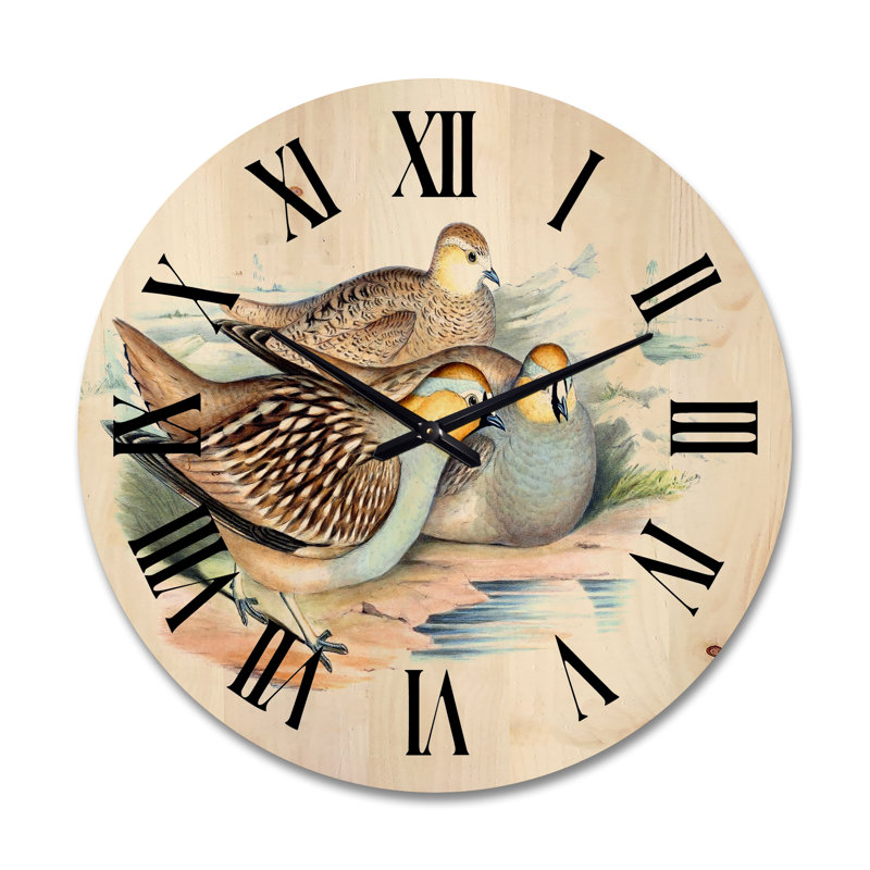Horloge murale oiseaux en bois III, Grand