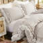 Ensemble d'édredon à volants beige très grand lit Boho-123021051-123021040