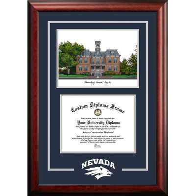 Cadre de loup en forme de diplôme de diplômé avec images campus de nevada NCAA