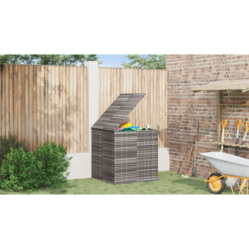 Gallon Water Resistant Poly Rattan Deck Box, Gray, 40.9" H x 39.4" W x 38.4" D