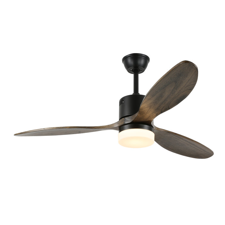 Asira 52" 3-Blade Reversible Wood Ceiling Fan with LED Lights and Remote 6-Speed