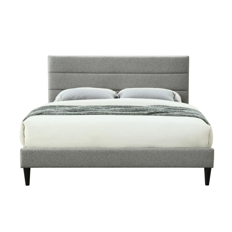 Lit simple dans une boîte avec tête de chargement - Revêtement gris