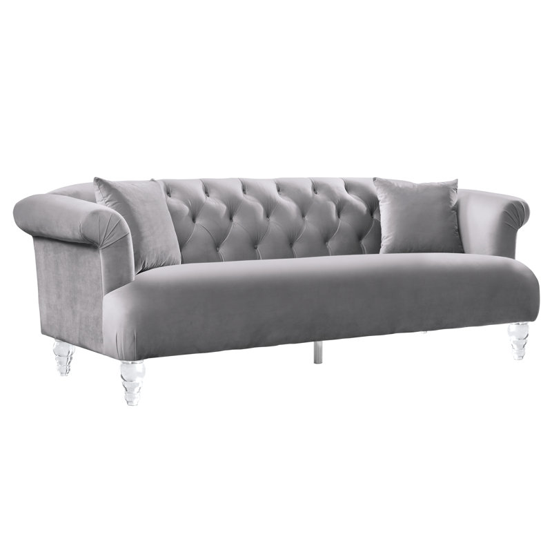 Kingsville 88.49'' Velvet Sofa, Gray