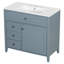 Meuble-lavabo moderne gris-bleu avec lavabo, rangement en bois massif pour la salle de bain