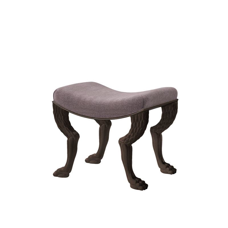 Nob Solid Wood Accent Stool, Espresso, Gray 1359-95