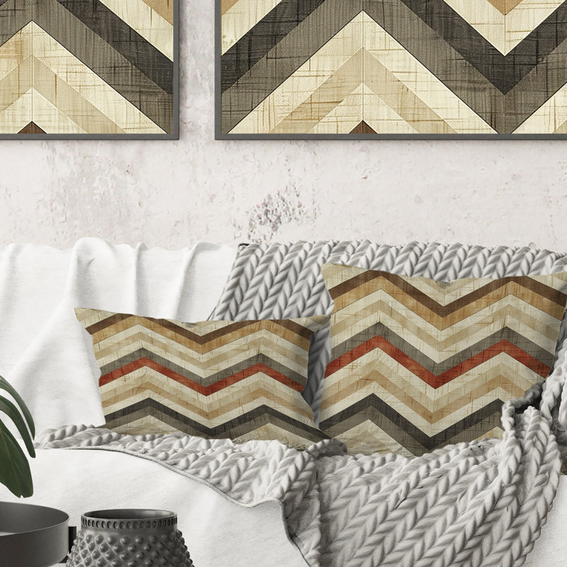 Brown Orange Modern Chevron Bliss - Modern Lumbar Pillow