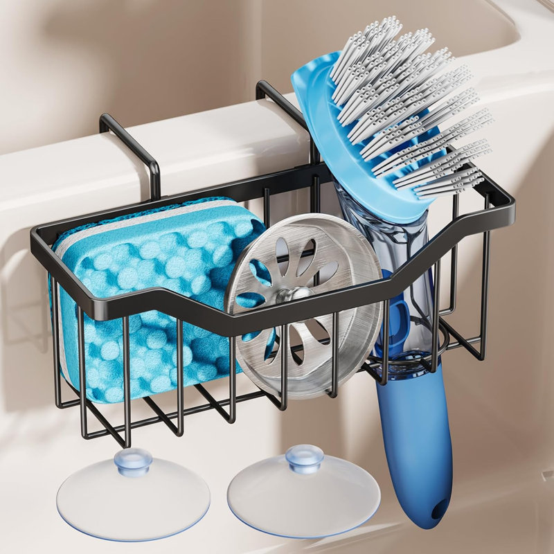 Porte-éponge en acier inoxydable pour évier de cuisine, organisateur de chariot à double installation, conception antirouille et à séchage rapide pour éponges et brosses
