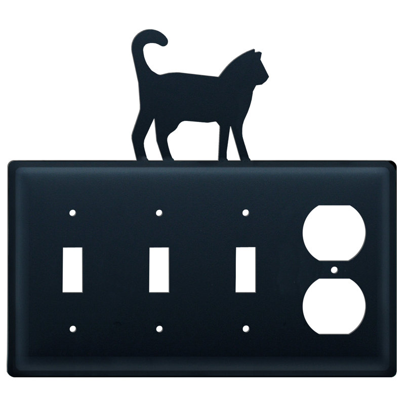 Cat 4-Gang Duplex Outlet / Toggle Light Switch Combination Wall Plate