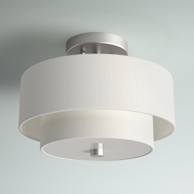 Plafonnier semi-encastré Betel, H 8,25 po x l 11 po x P 11 po, Nickel brossé