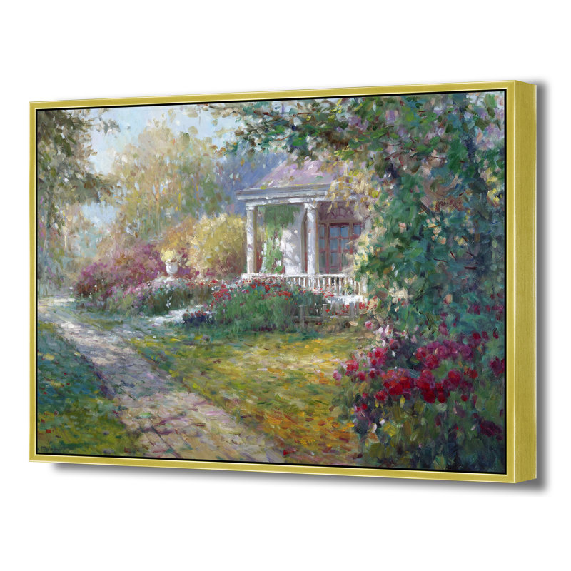 Porch Of Blooming Shadows Print, 26" H x 38" W, Gold