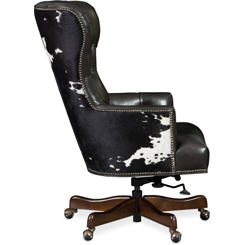 Katherine Executive Swivel Tilt Chair, Black Genuine Leather