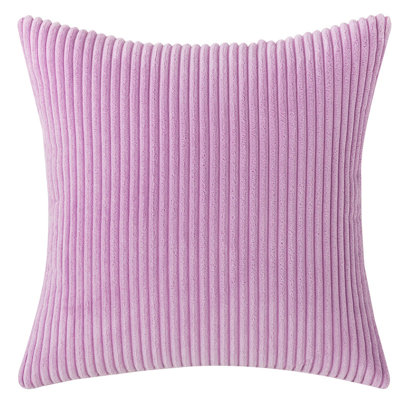 Striped Cotton Blend Reversible Throw Pillow, 18" x 18", Light Purple