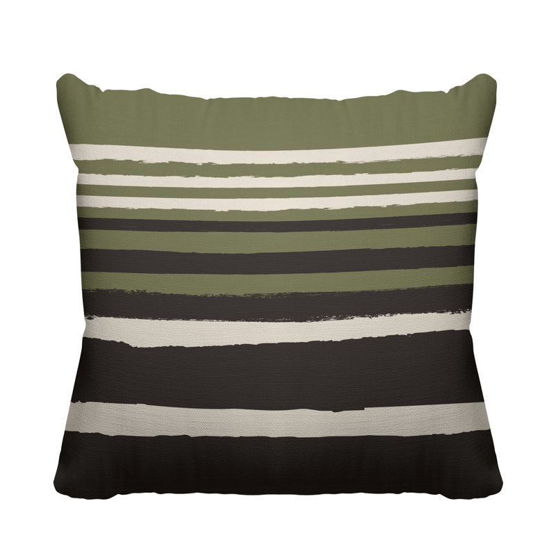 Coussin décoratif abstrait / minimaliste intérieur / extérieur, Vert, 19 po x 19 po, Carré