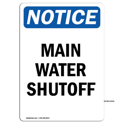Main Water Shutoff Sign
