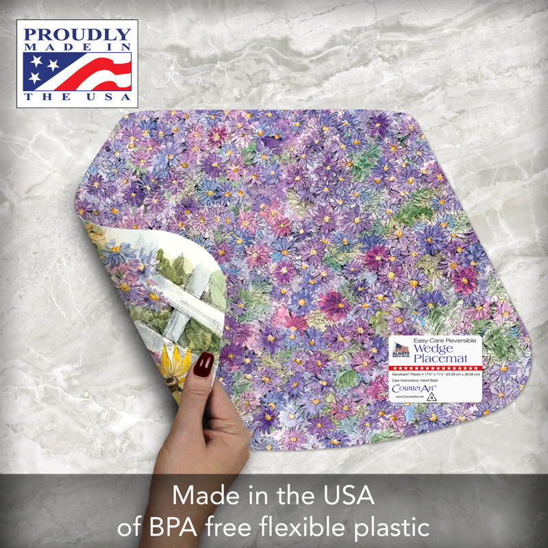 Springtime Garden 4 Piece Reversible Wedge Shaped Easy Care Placemats