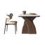 Ensemble de table de salle à manger et de chaises en bois massif fritté, chêne, blanc et brun, 6 chaises-2145757045