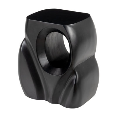  Transitional 16" Black Solid Wood Figurine End Table