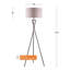 Lampe sur pied avec abat-jour tambour beige, base trépied en métal bronze 65 po