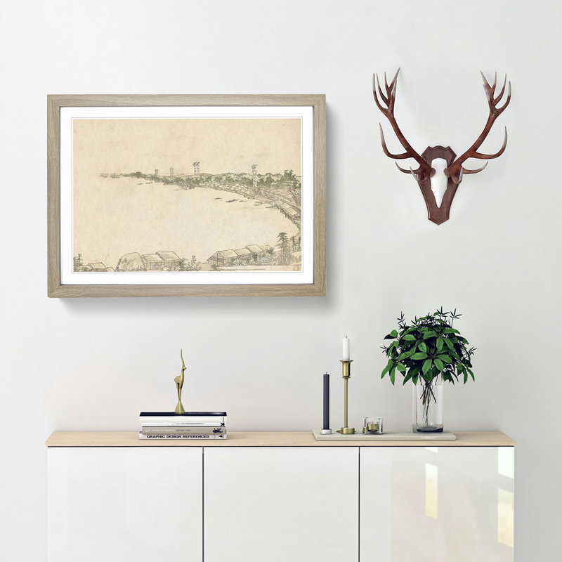 Coastline by Katsushika Hokusai - Framed Print, 27cm H x 36cm W x 2cm D, Oak Framed