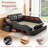 Multi-Functional Bed, Solid Wood Frame and Faux Leather Upholstery, Remote-Controlled Massage Recliner on the Left, Modern LED Lights, Bluetooth Speakers, USB Charging Ports, Adjustable Backrest-99194257-99194254