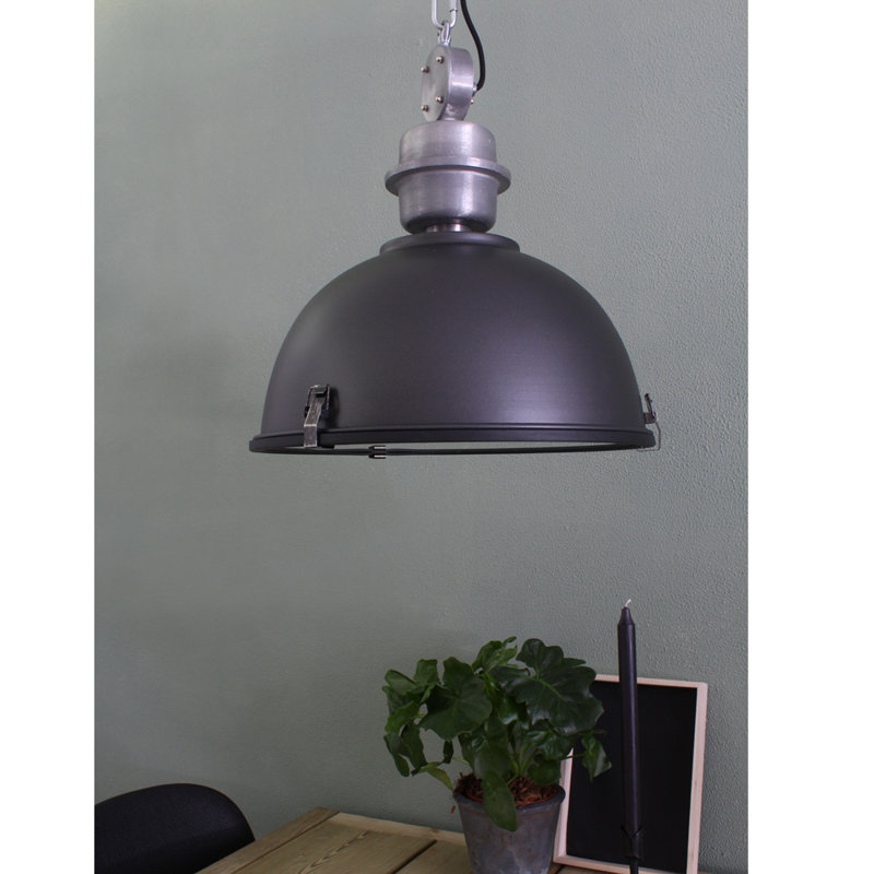 South Gate 1 - Light Matt Aluminium Bowl Pendant, Matt Black
