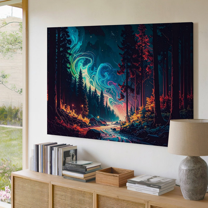 Art mural, Enchanted Energy Trail Canvasmystical Night Forest Fantasy, toile, H 9 po x l 12 po