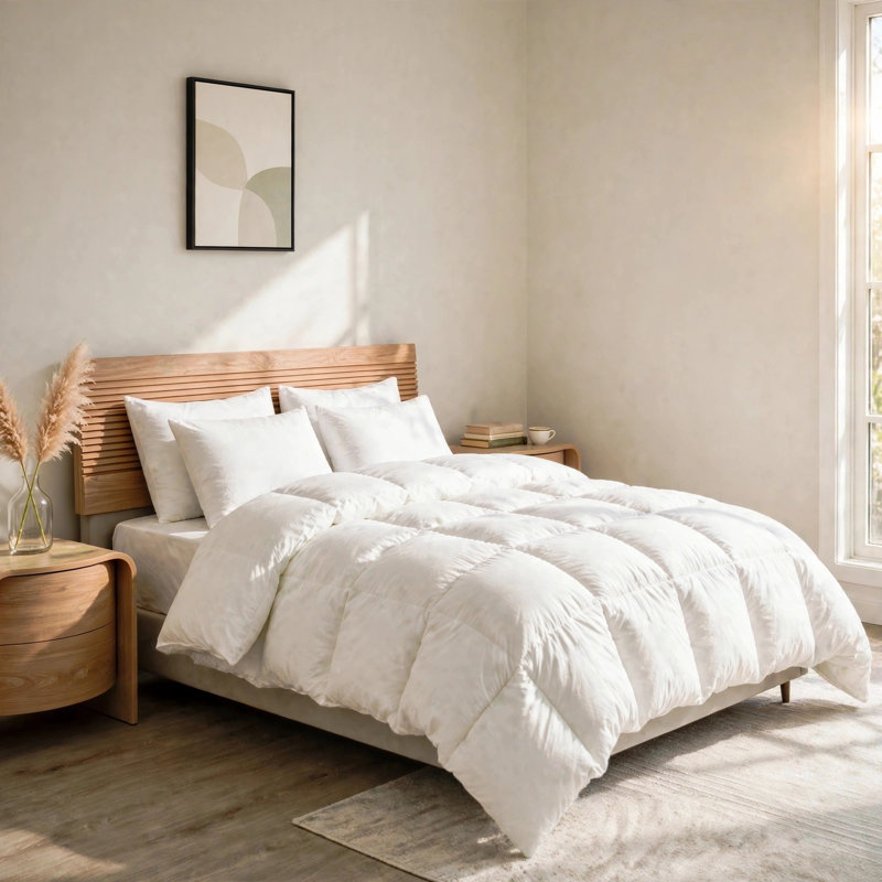 All Season Down Blend Comforter/ Duvet Insert with Soft Cotton Blend Cover, Queen, Queen