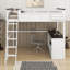 Grand lit mezzanine avec bureau, tablette et port USB