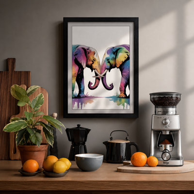 Elephants in Watercolour Modern - Framed Print