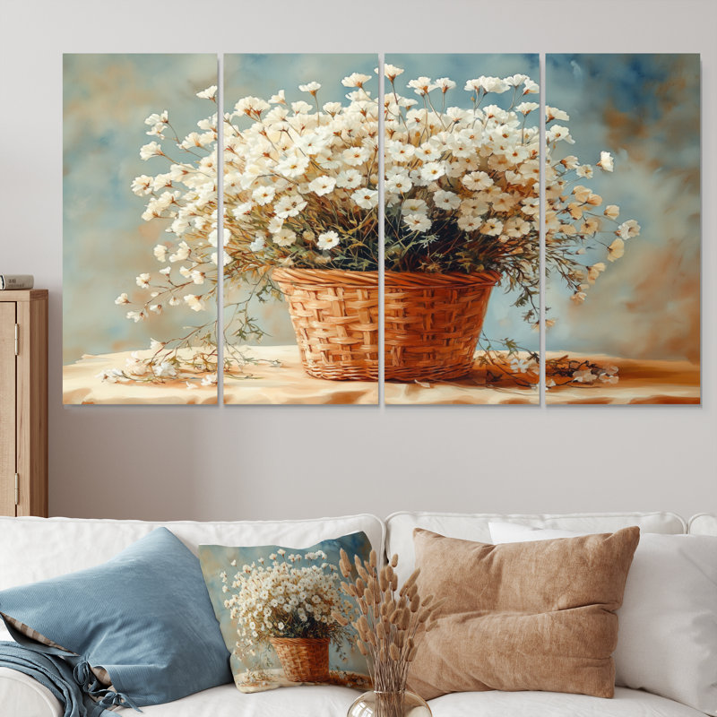 Ensemble de fleurs blanches "Garden Farm Garden II - Daisies", H 32 po x l 64 po