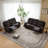 3-Piece Breathable Faux Leather Manual Recliner Living Room Set with Rocking Chair, Storage Console and Cup Holders