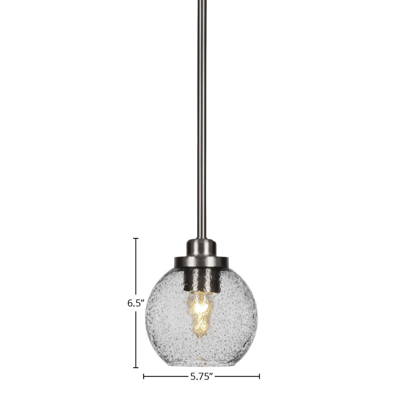 Odyssey 1-Light Mini Pendant, Brushed Nickel, Clear