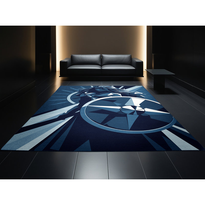 Tapis bleu moelleux doux et moelleux Duran Shield Maiden, 2 x 5