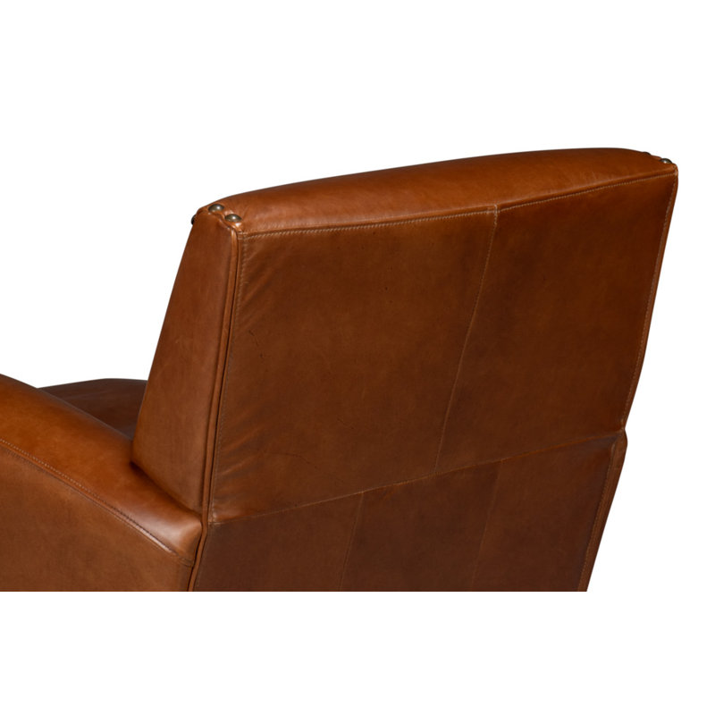 The Taft Swivel Club Chair, Brown Genuine Leather