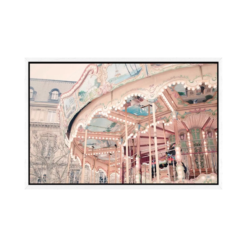Parisian Carousel by Ruby And B - Print on Canvas, 101.6 cm H x 66.04 cm W, White Framed