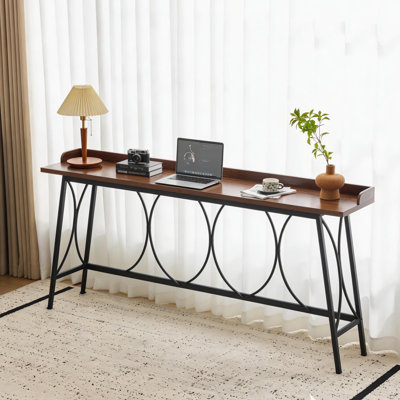 82.3in Modern Bar Table for  Kitchen and Living Room in Brown