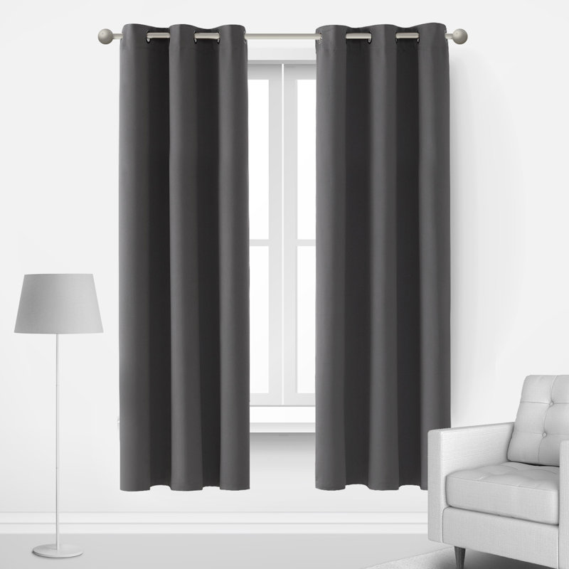 Lompoc Room Darkening Grommet Curtain Panels, 42" W x 63" L, Dark Gray