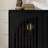 Mid Century Modern Fluted Sideboard Cabinet With 2 Outlet Holes, Buffet Cabinet With Storage, Narrow Side Cabinet For Living Room Entryway Hallway Kitchen Coffee Bar, Black-1408261747