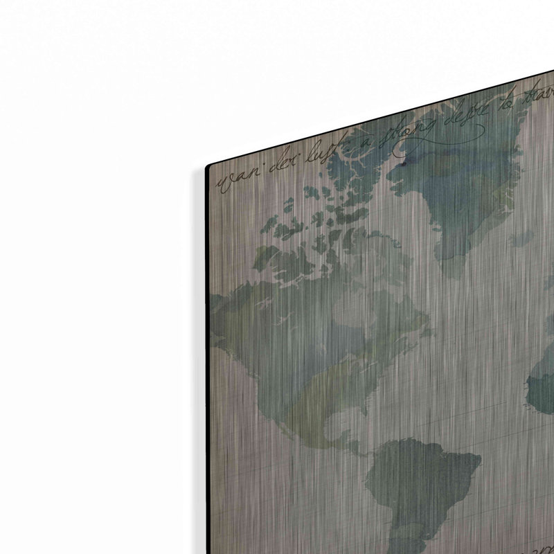 Breakwater Bay «Watercolor World Map» par Grace Popp, art mural en métal, H 16 po x l 24 po