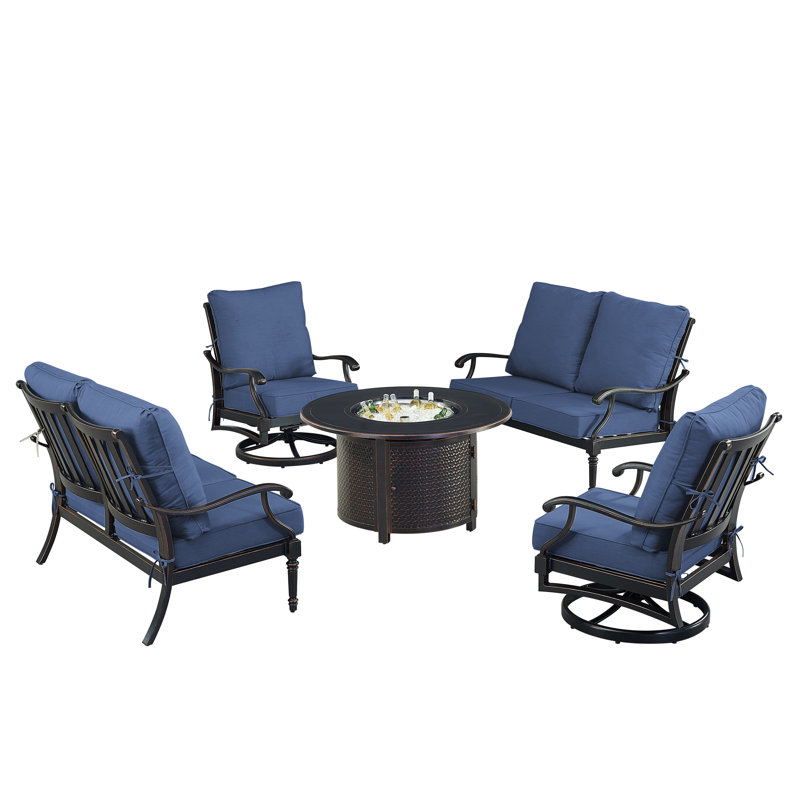 Paig Outdoor 6 - Piece Conversation Set, Blue