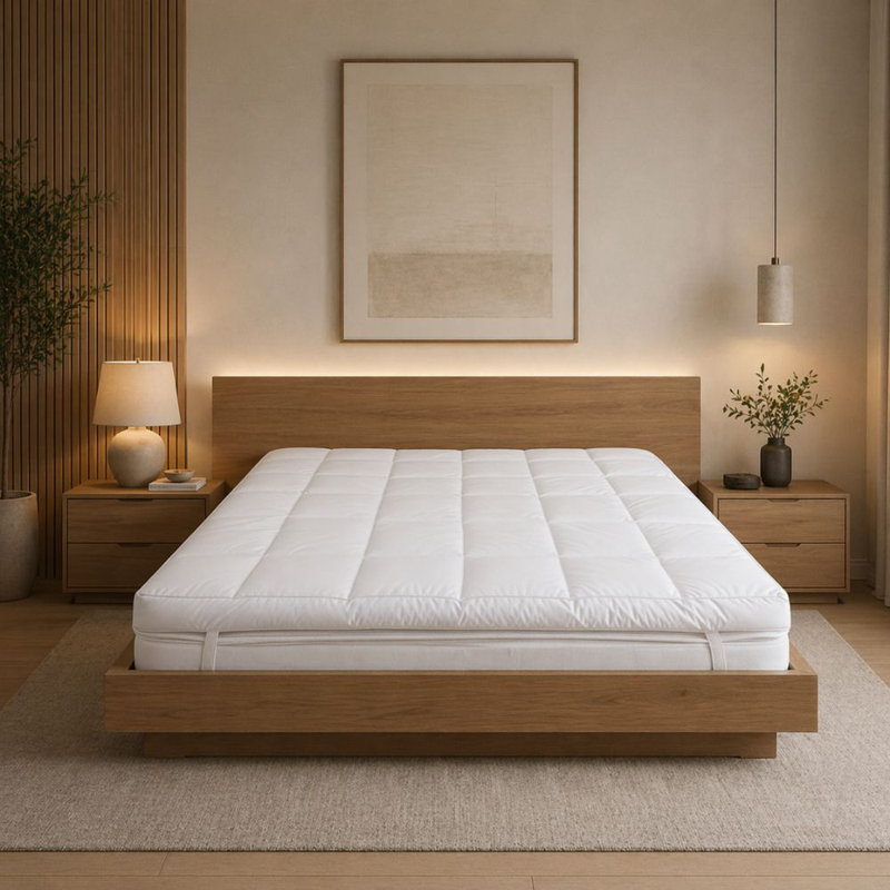  5-Inch(12.5Cm) Deep Duck Feather Mattress Topper – Proof T233 Cotton Cover Bed Cushioning, Single (3')