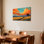 «Golden Field Sunset Landscape», ensemble de 1 reproduction d'art sur toile tendue sur toile
